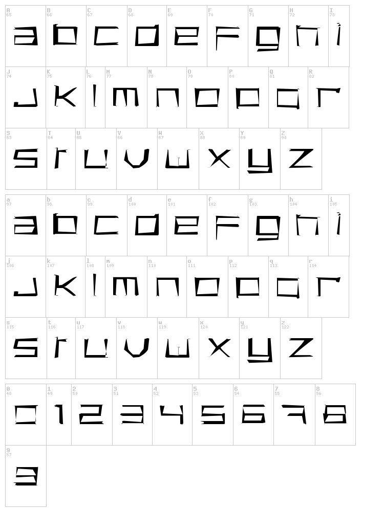 Basica Cartoon font map